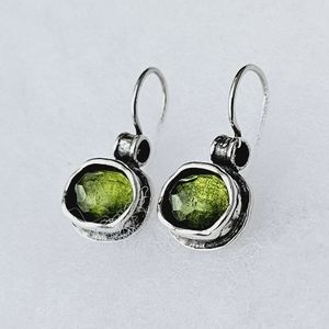 Silpada Sterling Silver Faceted Oval Green Glass Earrings W1455
